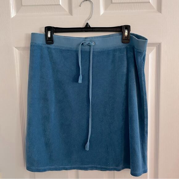 Y2K Juicy Couture Terry Cloth Skirt LARGE Blue Terrycloth Casual Summer Swim - Picture 11 of 11